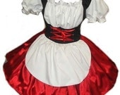 Heidi Halloween Costume German Barmaid Swiss Maid Oktoberfest Dress Womens Large Red Black White