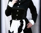 Long French Maid Corset Hobble Skirt Dress Gown Sissy Floor length Dress Custom Size Plus Size