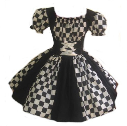 Womens Harlequin Dress Halloween Costume Black and White Custom Size