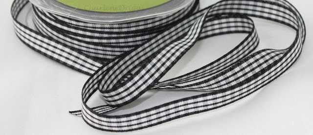 Ribbon Black/White Checked Ribbon 3/8 inch