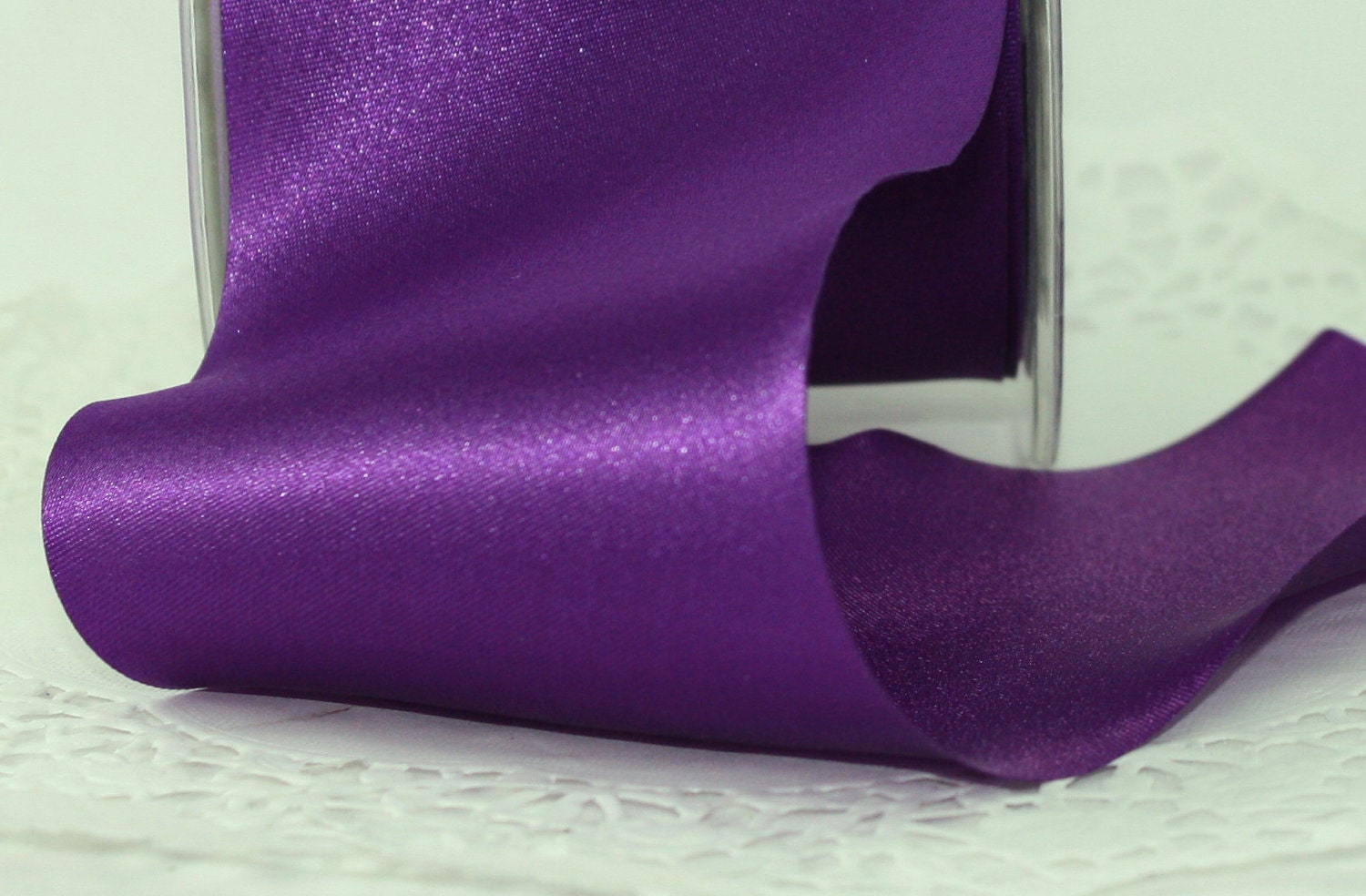 Wide Satin Ribbon - 3 inches - Purple Single Face Satin