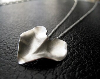 Silver Petal Necklace 2. Eco friendly Silver Heart Necklace. Sterling Silver statement necklace