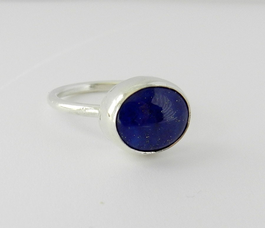 Lapis Lazuli Ring. Sterling Silver Blue Stone Ring.  Natural Gemstone Ring. Simple jewelry