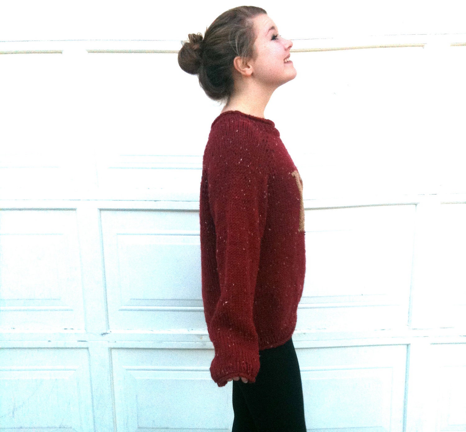 Made to Order - Sweater with Letter -Red and Gold - Knitted - Monogram - Pullover -  Weasley Jumper
