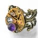 Steampunk Ring, African Amethyst & Gold Bulova Vintage Watch Movement