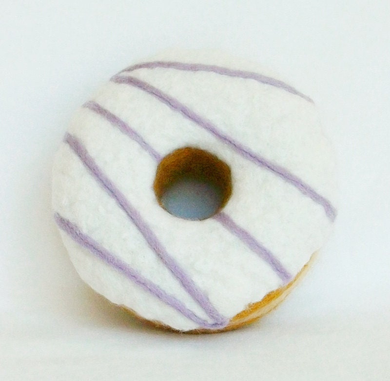 White and lilac iced donut