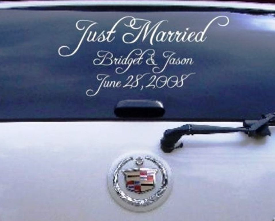 Wedding Just Married Car Decal Personalized Name Date Window Decoration Vinyl Sticker Bluestreak Decals