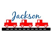 Wall Decal Children Trucks Personalized Name Vinyl Sticker Word Art Lettering Bluestreak Decals