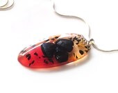 Orange and Black Fine Silver Pendant - Statement Jewelry Men Women Fused Glass Jewelry