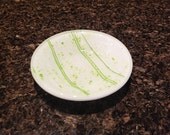 Green and White Dish - Handmade Fused Glass