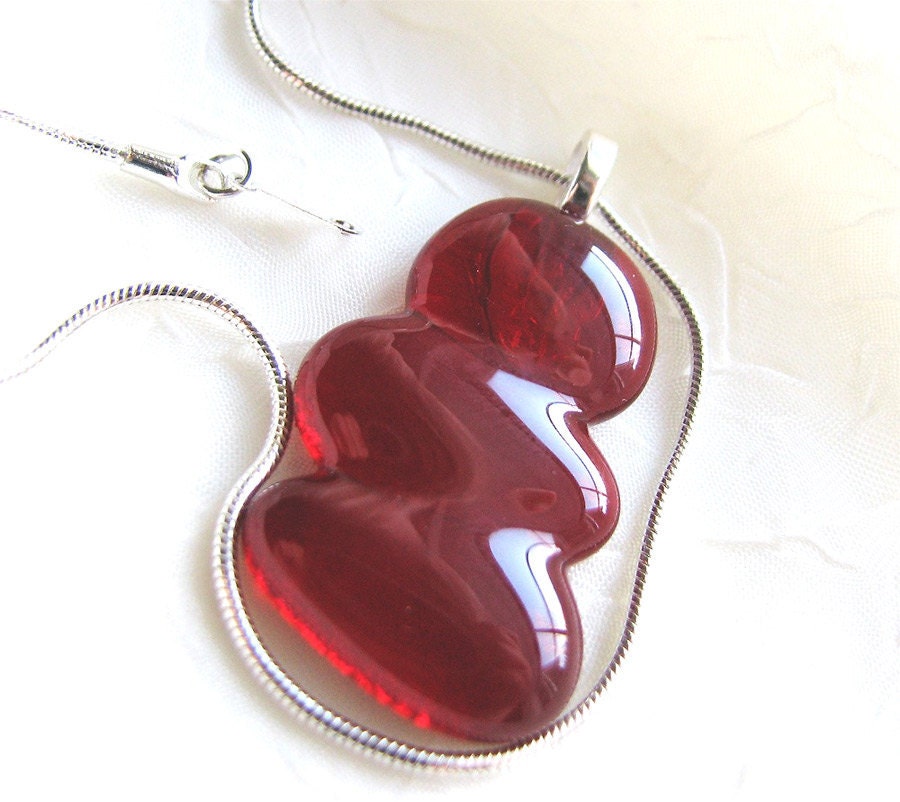 Deep Red Glass Jewelry Pendant Necklace