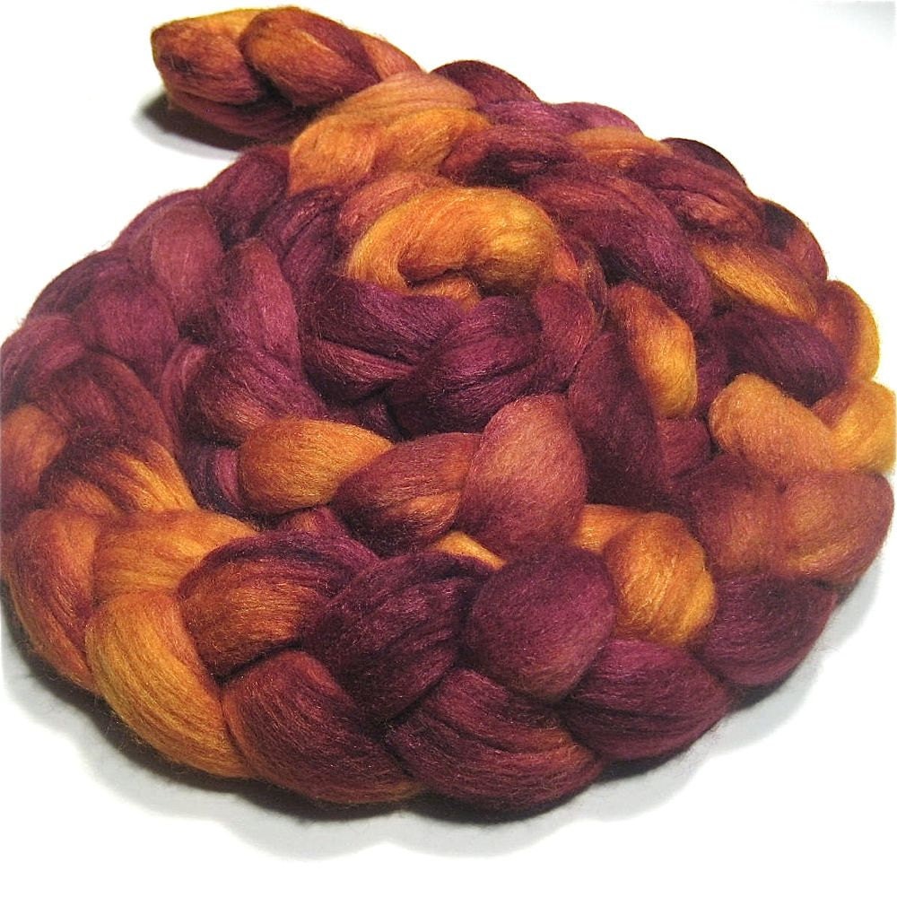 Merino/tussah silk roving 4.4 oz Midnight Desert
