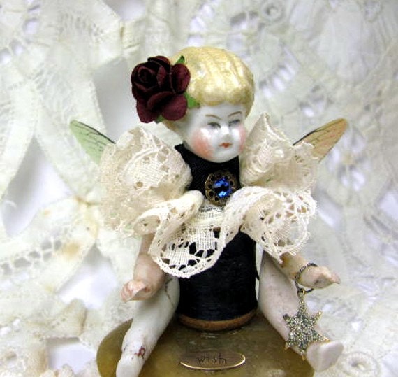 Fairy "Wish" Assemblage Art Doll Paperweight