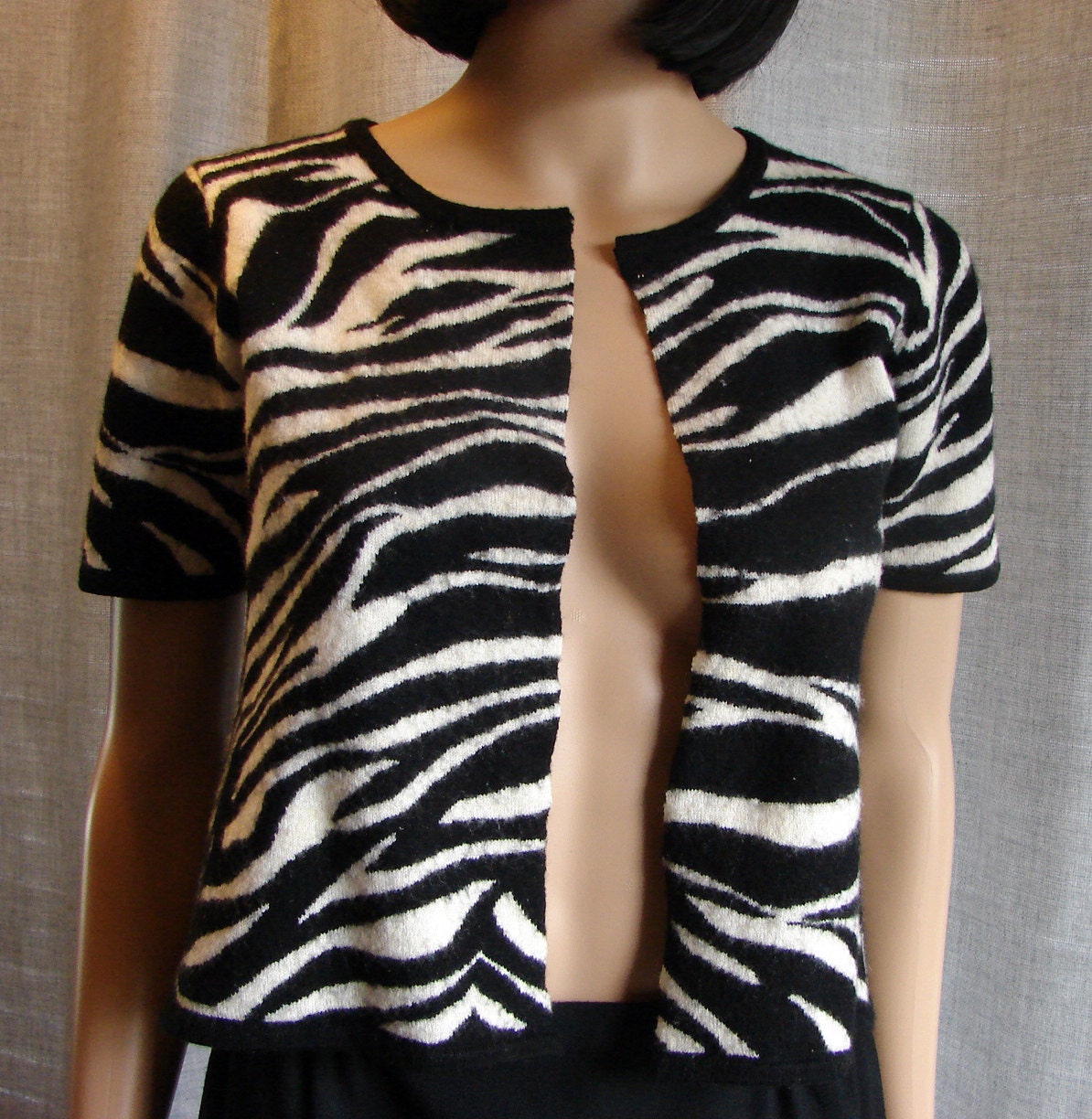 Vintage Zebra Print Short Sleeve Jacket/Top/Vest