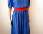 Vintage 1980's Blue & White Dress
