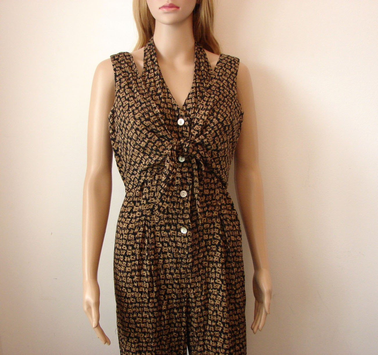Brown and Black Vintage Jumper Jumpsuit