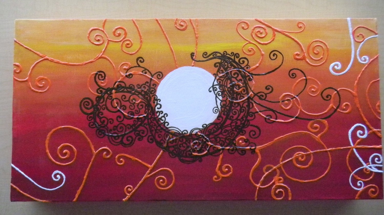 Original Sunset Painting Henna Art, Acrylic Painting, Unique Handpainted design, Ready to ship
