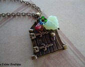 HAGRID'S HUT - Wizard Inspired Locket Necklace Cottage Cabin Swarovski Crystal Rubeus Forbidden Forest Hogwarts Czech Flowers Pumpkins