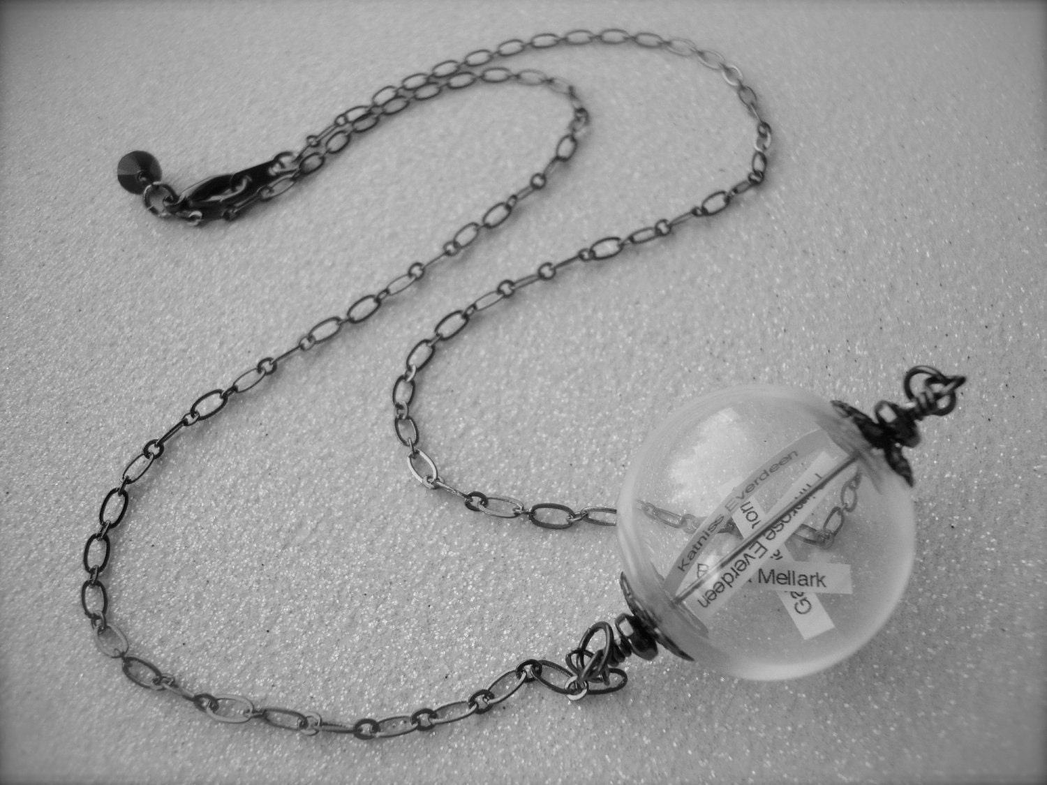 THE REAPING - Hunger Games Inspired GLASS Orb Reaping Ball Necklace District 12 Tributes Katniss Peeta Primrose Gale Personalized