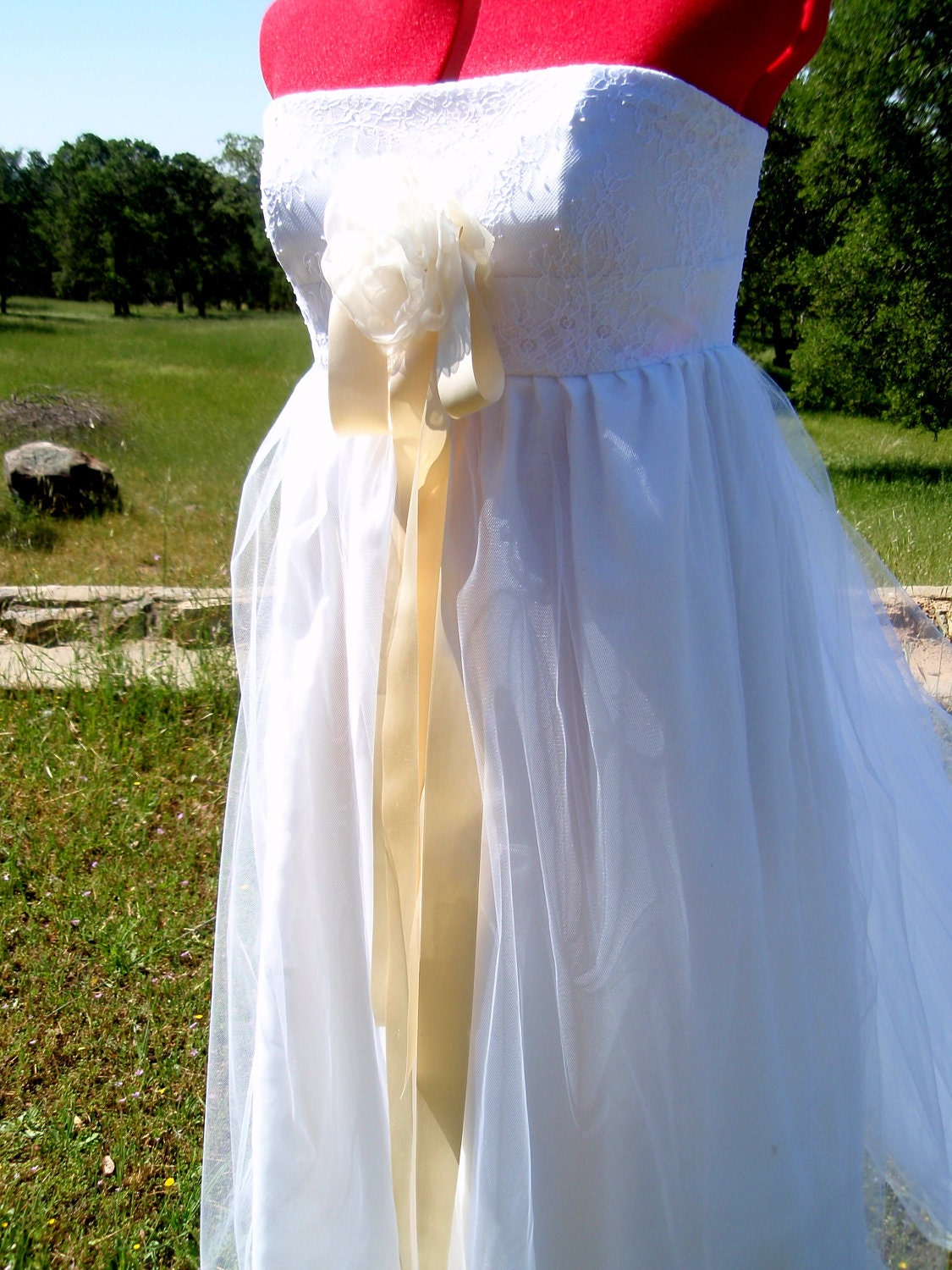 Couture Cotton, Tulle, Lace & Silk Art Nouveau Inspired Wedding Gown - "Aurora" by Tanya Maile Hughes