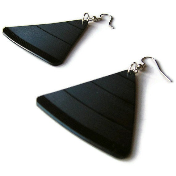 Vinyl Record Triangular Earrings - Ships in 72 hrs of payment