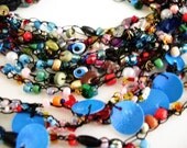 Black Red and Blue Beadeded set Two necklace multi strands handmade bib necklace coker and collar