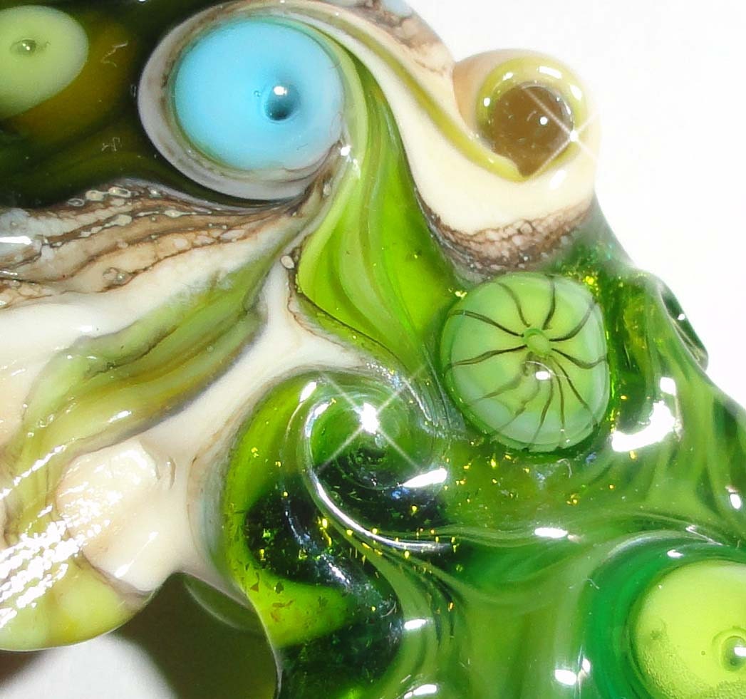 Vegetation...... An ORIGINAL "Sea Bead" by Beatlebaby Glassworks...Handmade Lampwork Glass Organic Focal
