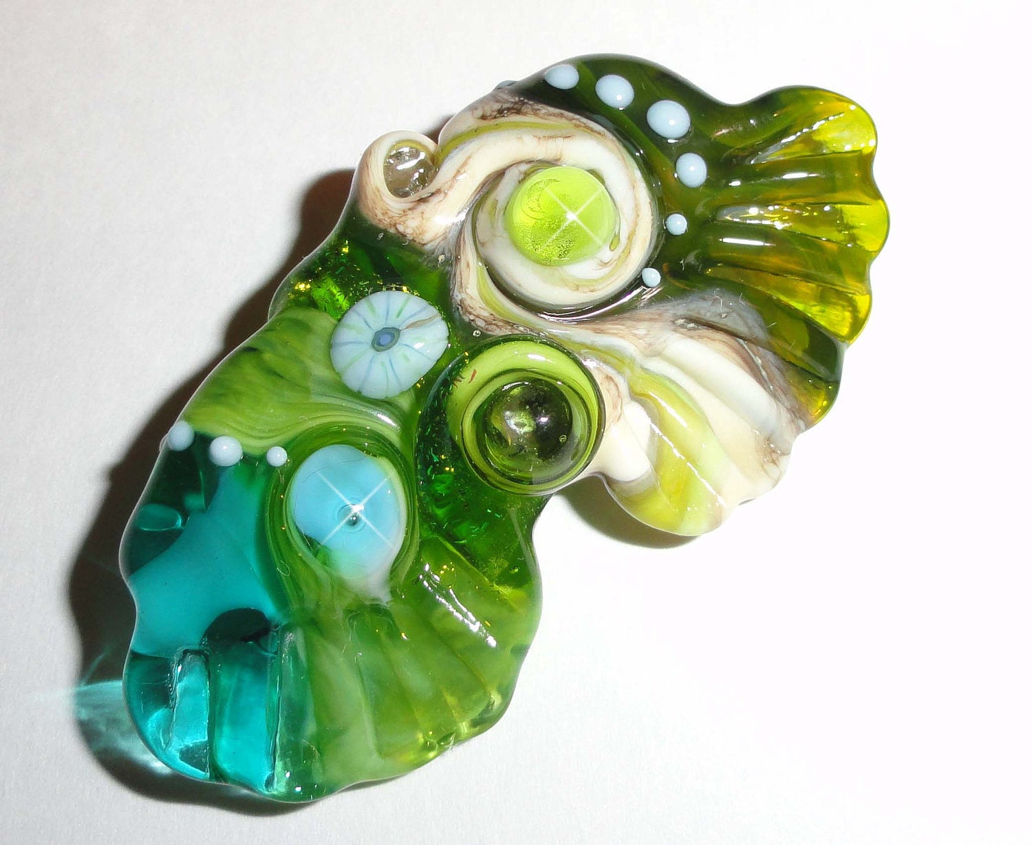 Vegetation...... An ORIGINAL "Sea Bead" by Beatlebaby Glassworks...Handmade Lampwork Glass Organic Focal