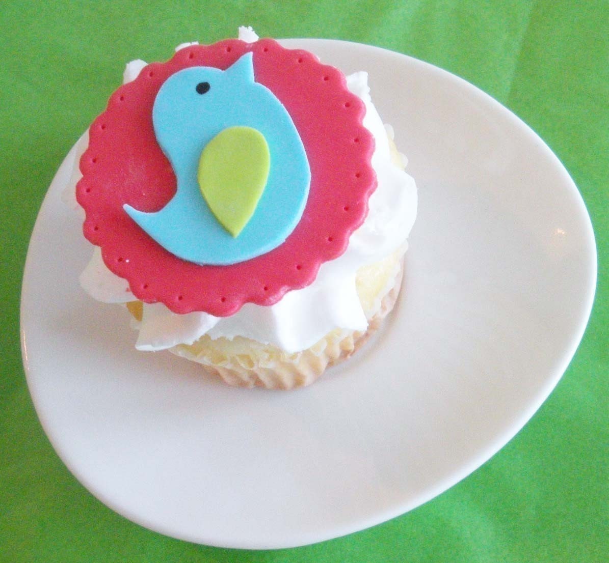 Colorful Modern Bird Fondant Cupcake Toppers for Birthdays, Showers, and Other Events