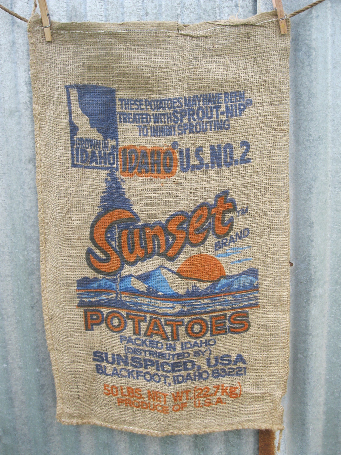 Discount:  Potato Sack ORANGE/BLUE with minor flaws in the print (aka second)