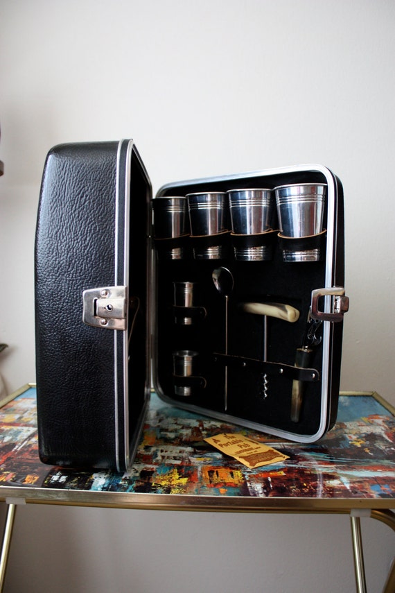 vintage suitcase bar