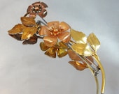 Vintage Flower Brooch Copper Gold Bronze