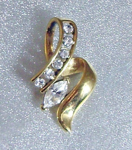 Premier Designs Gold Plated Cubic Zirconia Round and Marquise Pendant