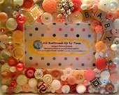 Baby Girl Button Picture Frame in Pink & White for 4"x6" Photo