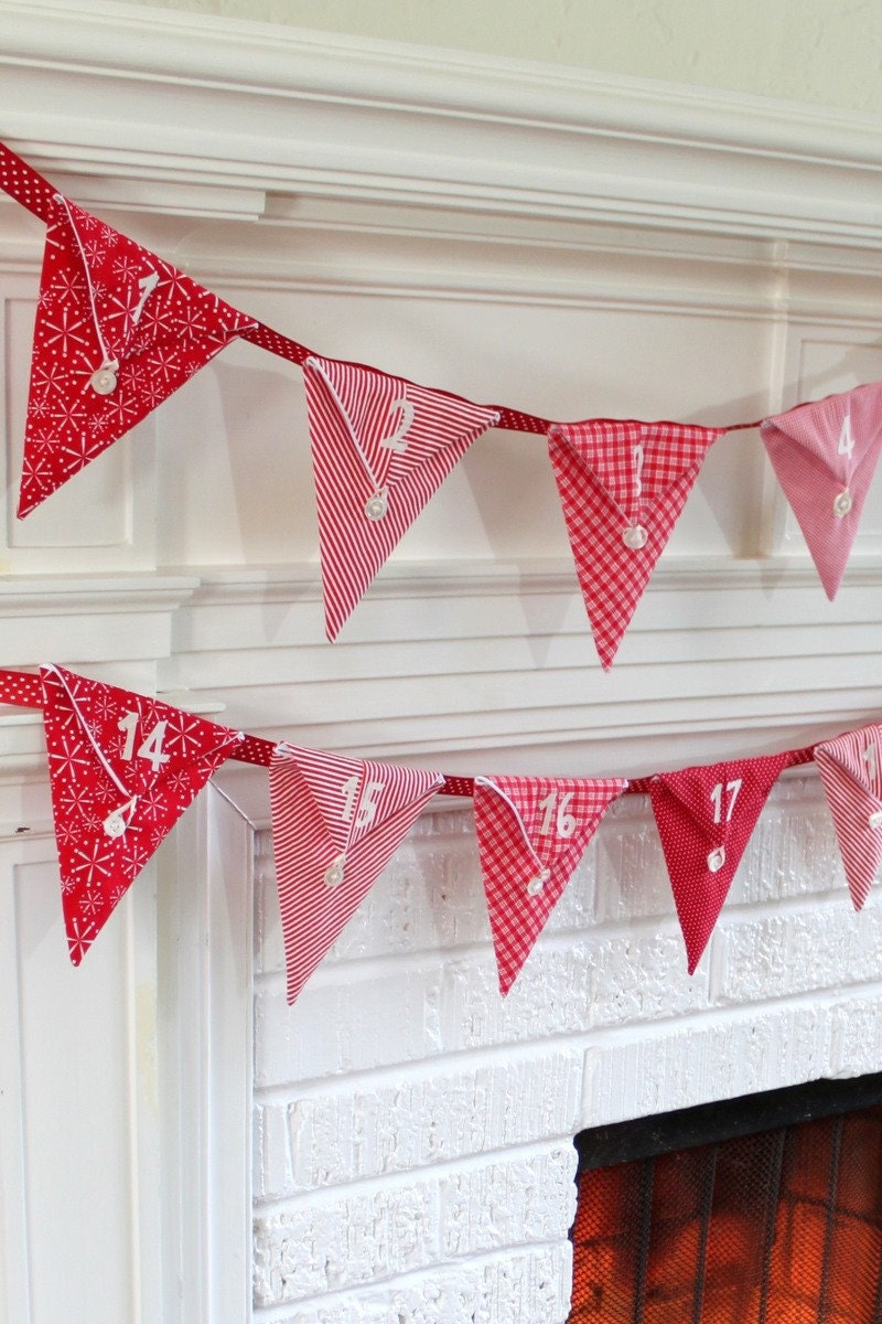 Christmas Pennant Advent Calendar. Handmade by Peppermint Pinwheels