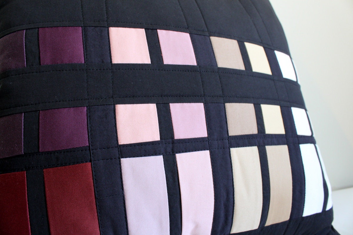 Modern Colorblock Throw Pillows. Quilted Decorator Pillows. Set of 3