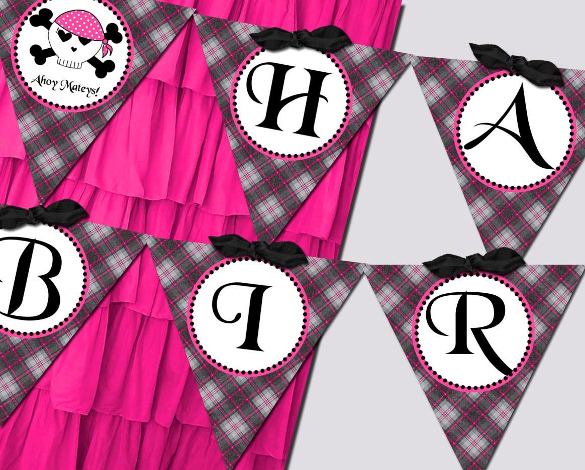 Flag Banner - Pirate Girl Birthday Party Line - Stick to Your Story