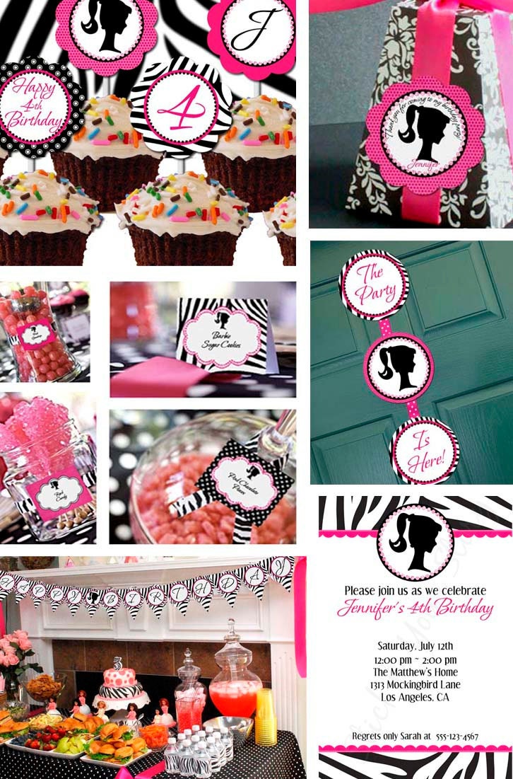 Complete Printable Girl Vintage Barbie Birthday Party Line - Stick to Your Story