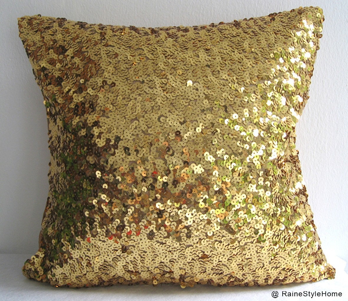 Starry Night. Luxury Glamour. Gold Sequins Embellished Pillow Cover. Handsewn Decorative Cushion Cover