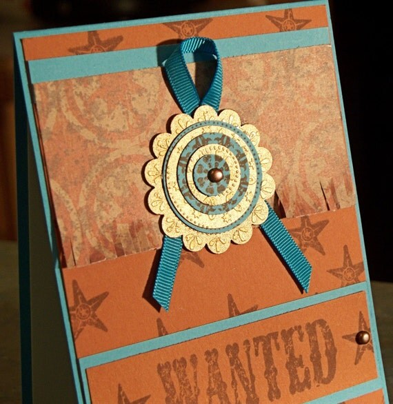 OOAK Masculine All Occasion Card, Stampin Up Wanted with Embossed Medallion