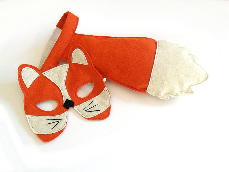 Fox Tail and Mask for Children, Halloween  Animal Costume for Kids, Eco Friendly Dress up and Pretend Play Toy for Girls Boys and Toddlers