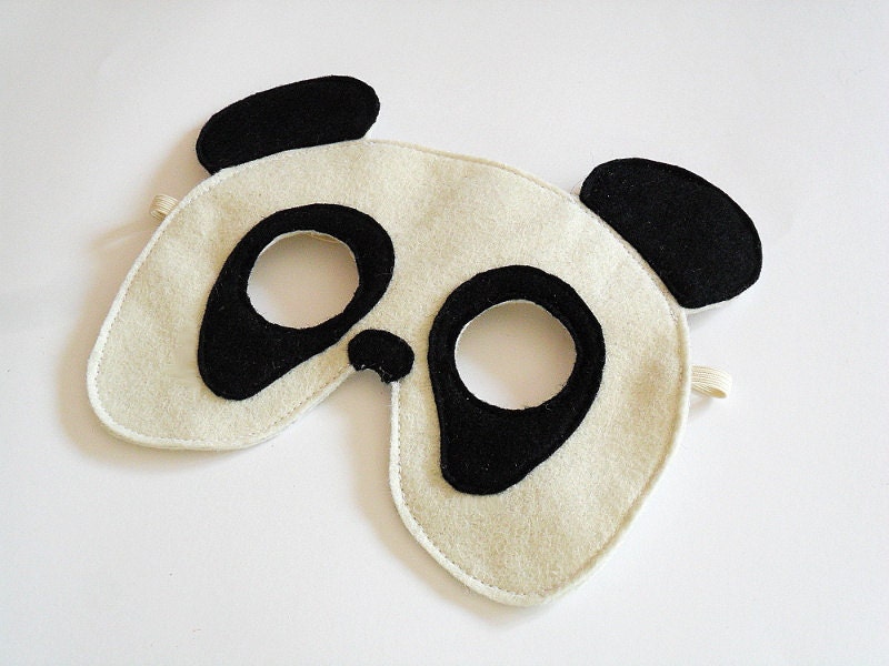 Panda Bear Felt Mask for Children, Kids Animal Halloween Carnival Mask, Dress up Costume Accessory, Pretend Play Toy for Girls Boys Toddlers