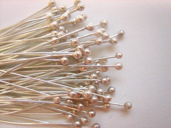 SALE - (50) Sterling Silver Ball Headpins - 28 gauge / 30 mm