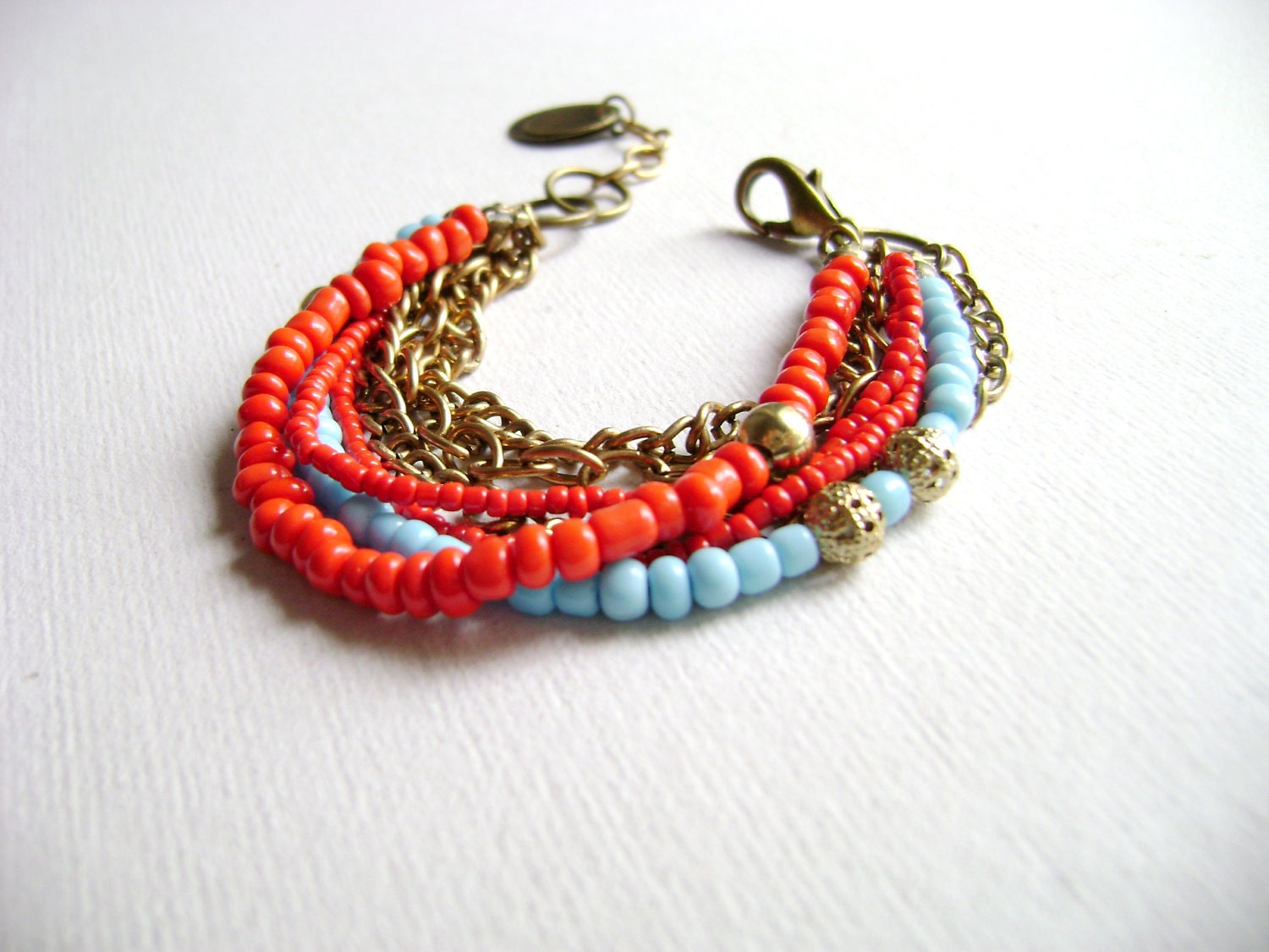 Blunt - Red turquoise bohemian stacking multiple chain bracelet