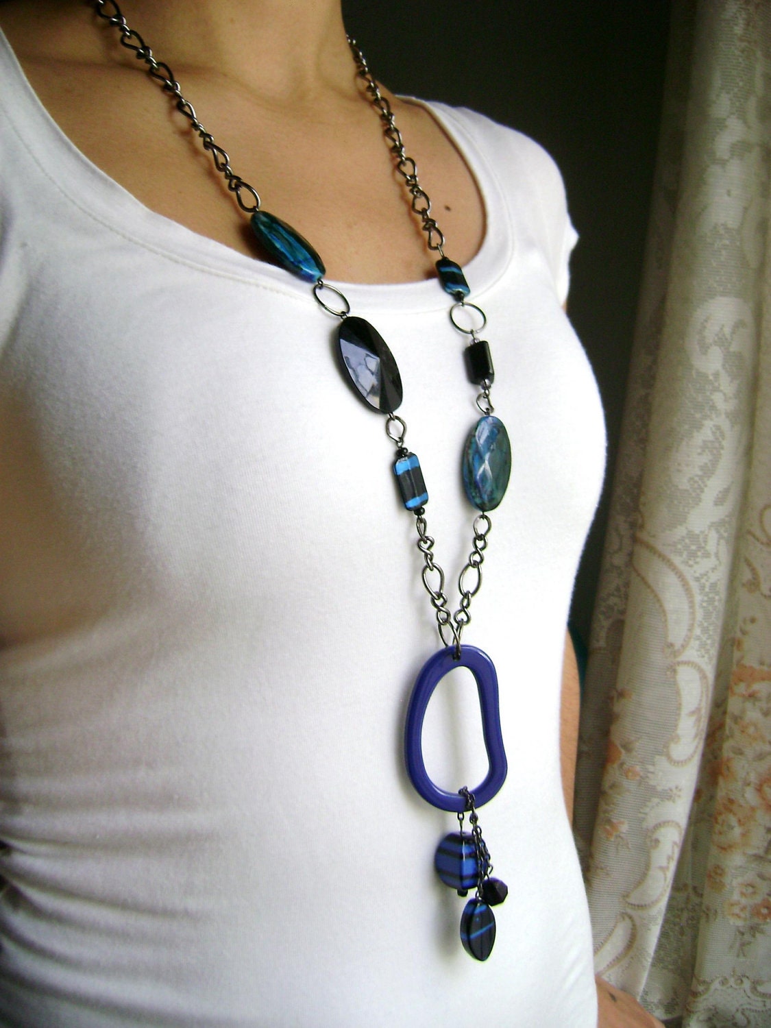 Ocean Blue - blue finds modern fun everyday long necklace