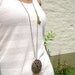Dazzle up - super long necklace charm pendant natural painted soft peach ivory stones