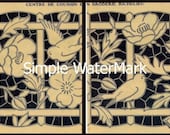 antique art deco pattern stencil embroidery birds and flowers