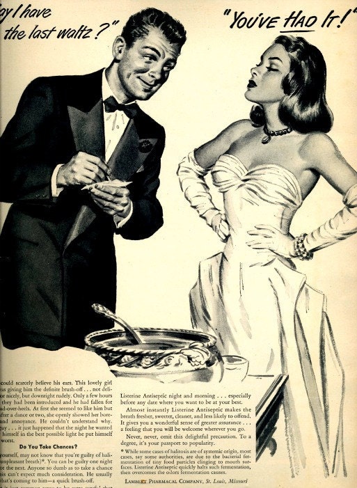 vintage bad breath 1948 advertisement for listerine