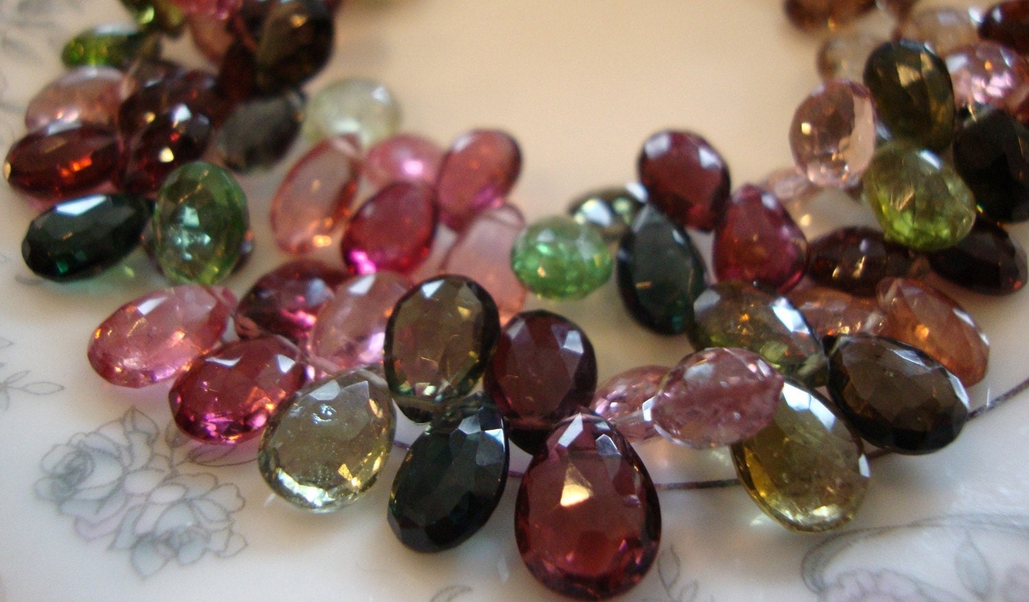 Rserved for S LUXE Collection AAA Exquisite Tourmaline Faceted Pear Shape Briolettes LAST Strand