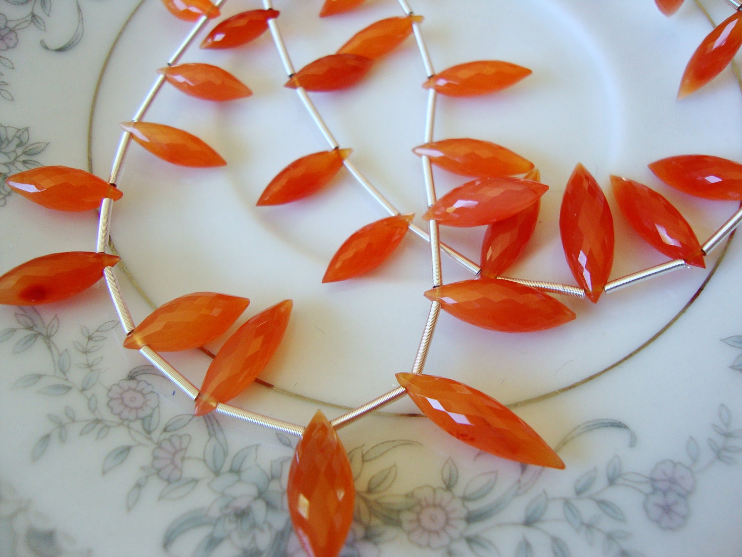 AAA Carnelian Micro Faceted Marquise Briolettes One Full Strand